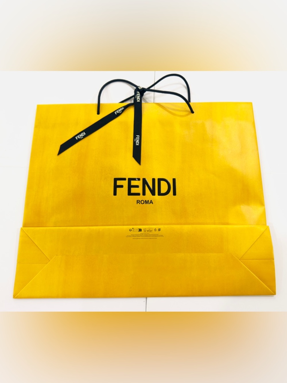 FENDI Roma Reusable Paper Shopping Gift Bag Yellow Size 22”x 18.5”x 6” Inches - Picture 2 of 9